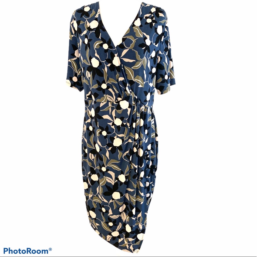 Banana Republic Wrap Front Dress Blue Floral XL